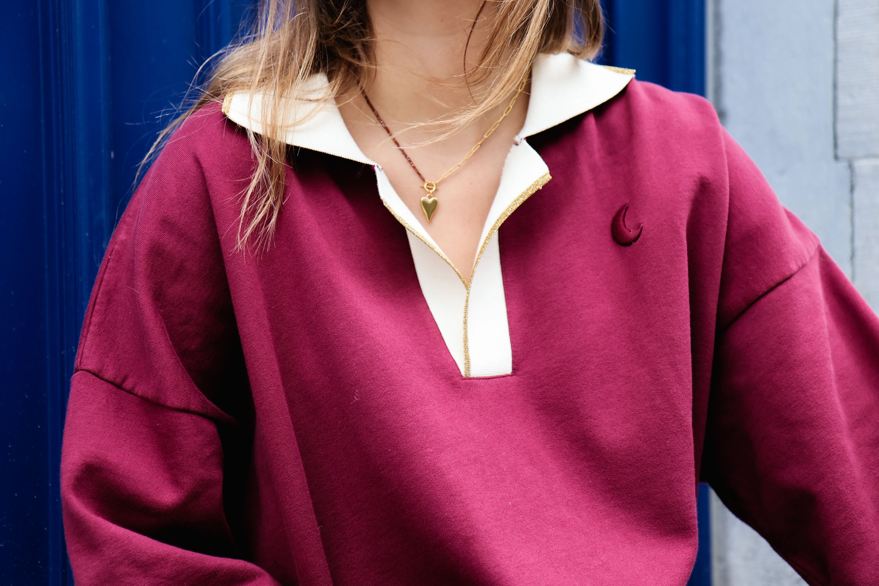 Ella and Rapha Moon felpa polo bordeaux in cotone