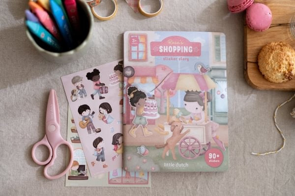 Little Dutch Rosa libro di adesivi shopping 100 sticker 3 anni
