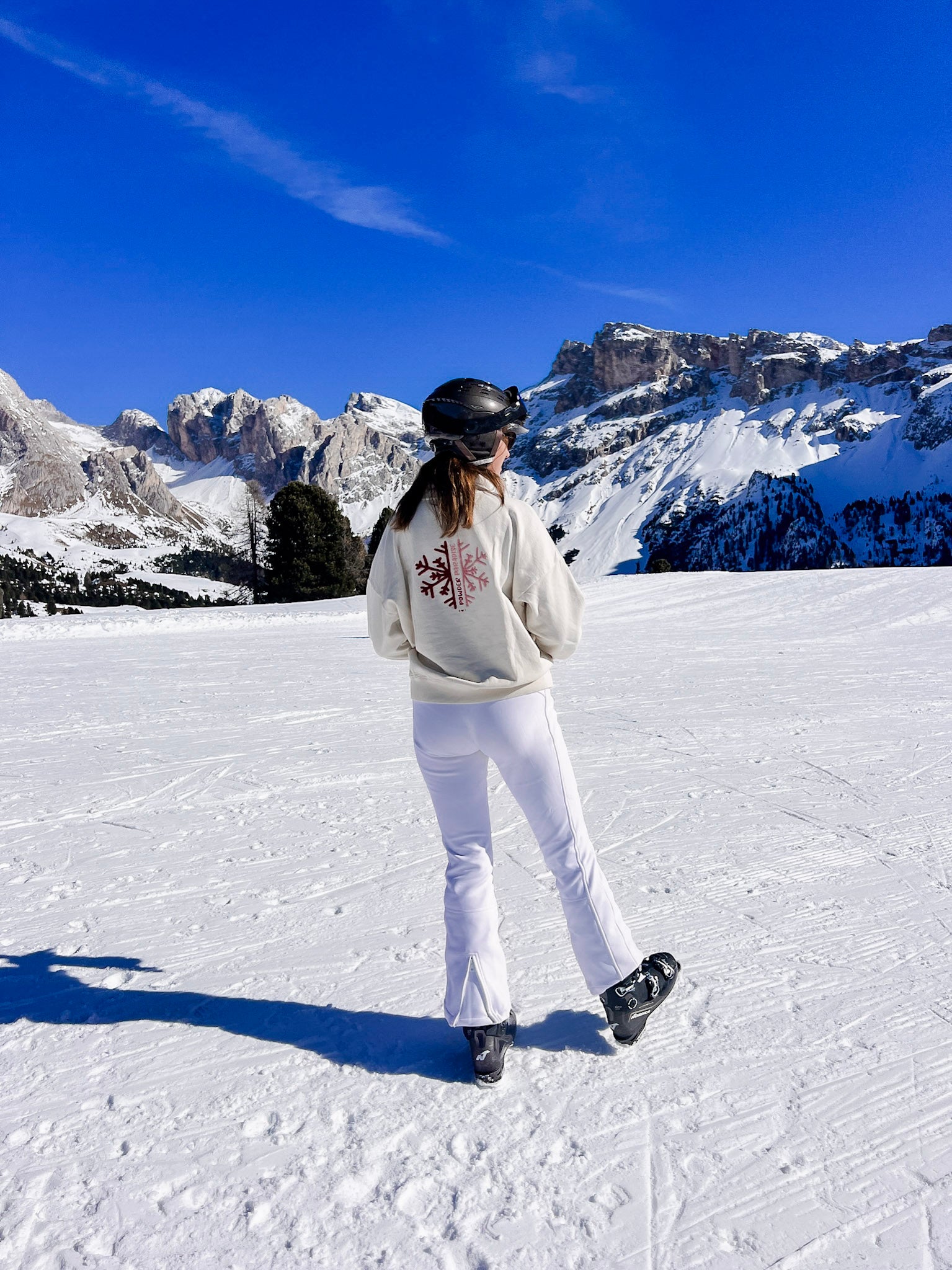Ella and Rapha Powder Paradise felpa avorio donna stampa