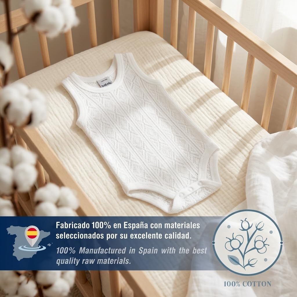 Babidu body spalline sottili cotone bianco 9 mesi traspirante