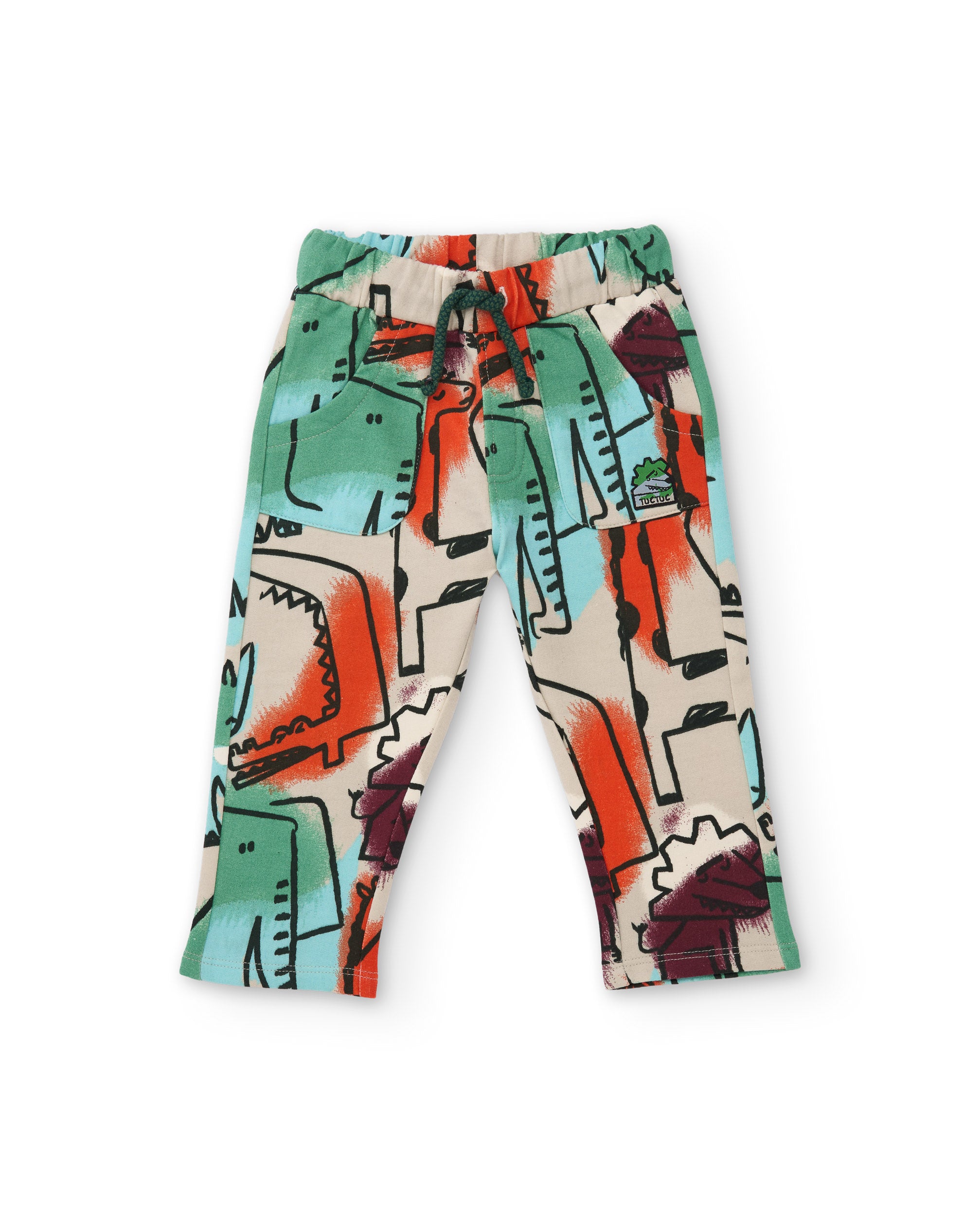 Tuc Tuc pantaloni bambino felpati crudo stampa savana