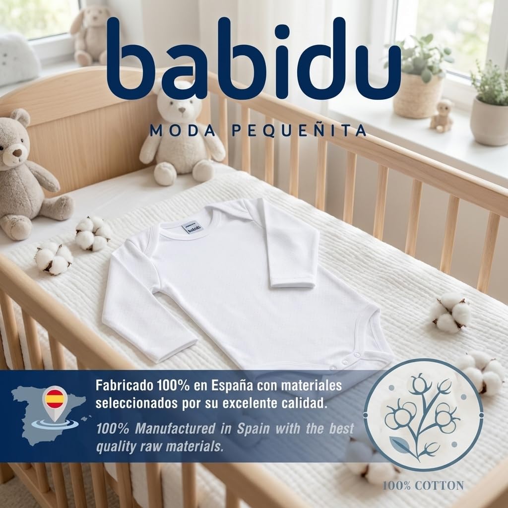 Babidu Body Maniche Lunghe Cotone Pois Colletto Americano