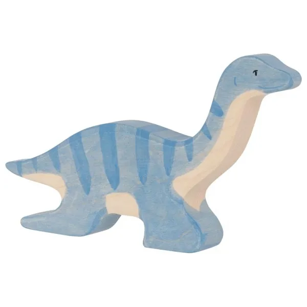 Holztiger Plesiosaurus figura legno dinosauro dipinto a mano atossico