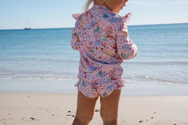 Little Dutch Sirene Costume Mare Manica Lunga Rosa UPF40+