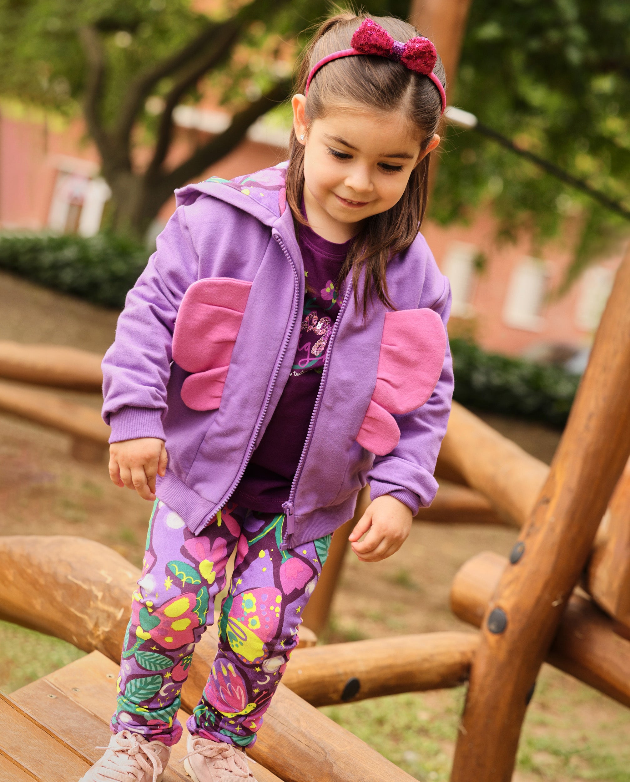 Tuc Tuc completo felpa leggings fiori lilla