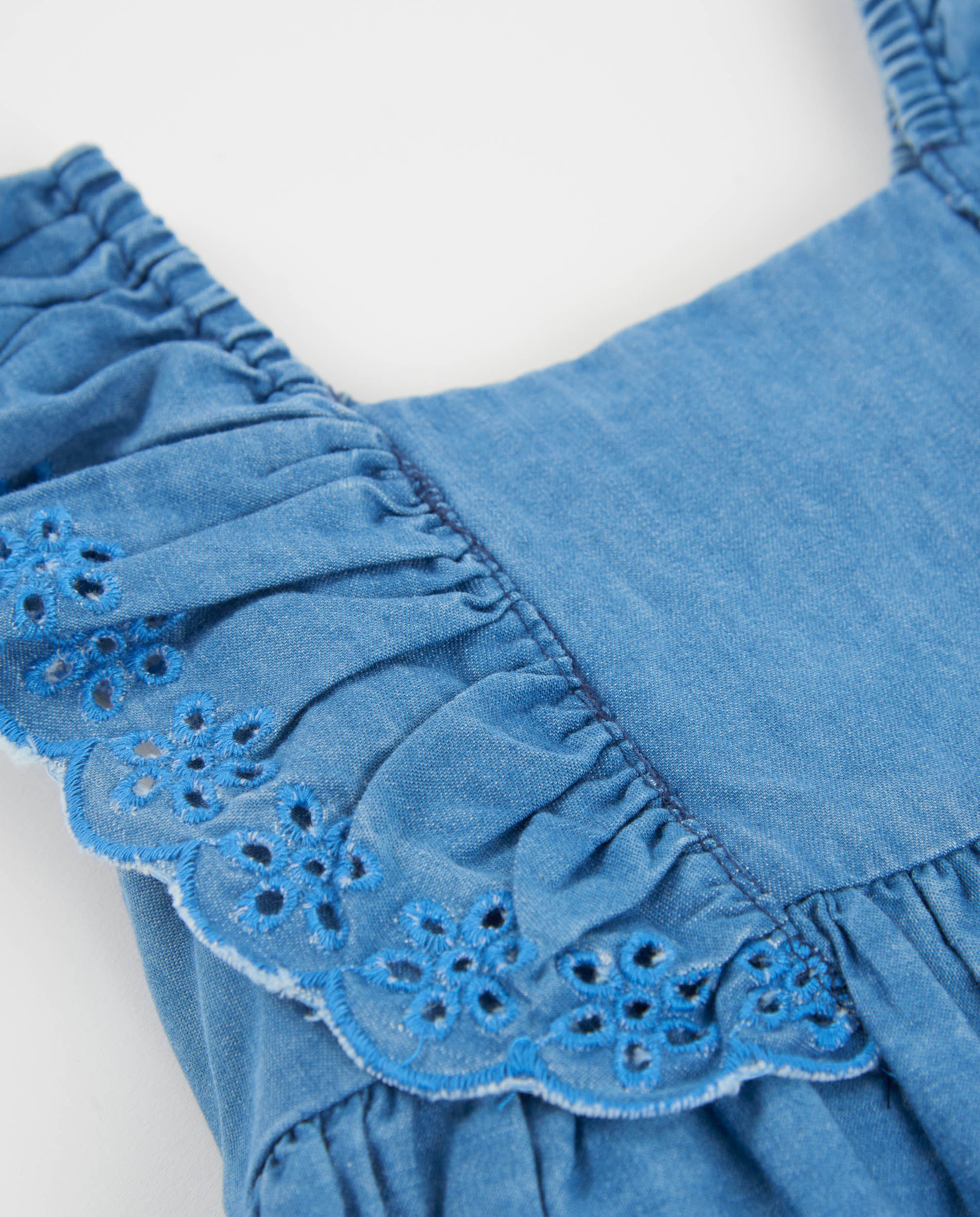 Tuc tuc vestito bambina jeans con ricamo floreale