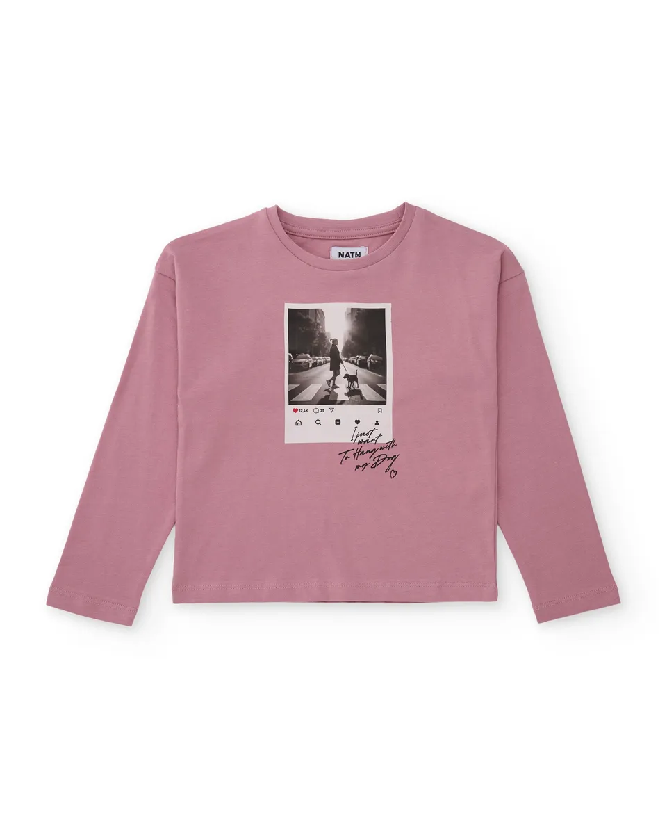 Tuc tuc Back To The City t-shirt manica lunga rosa