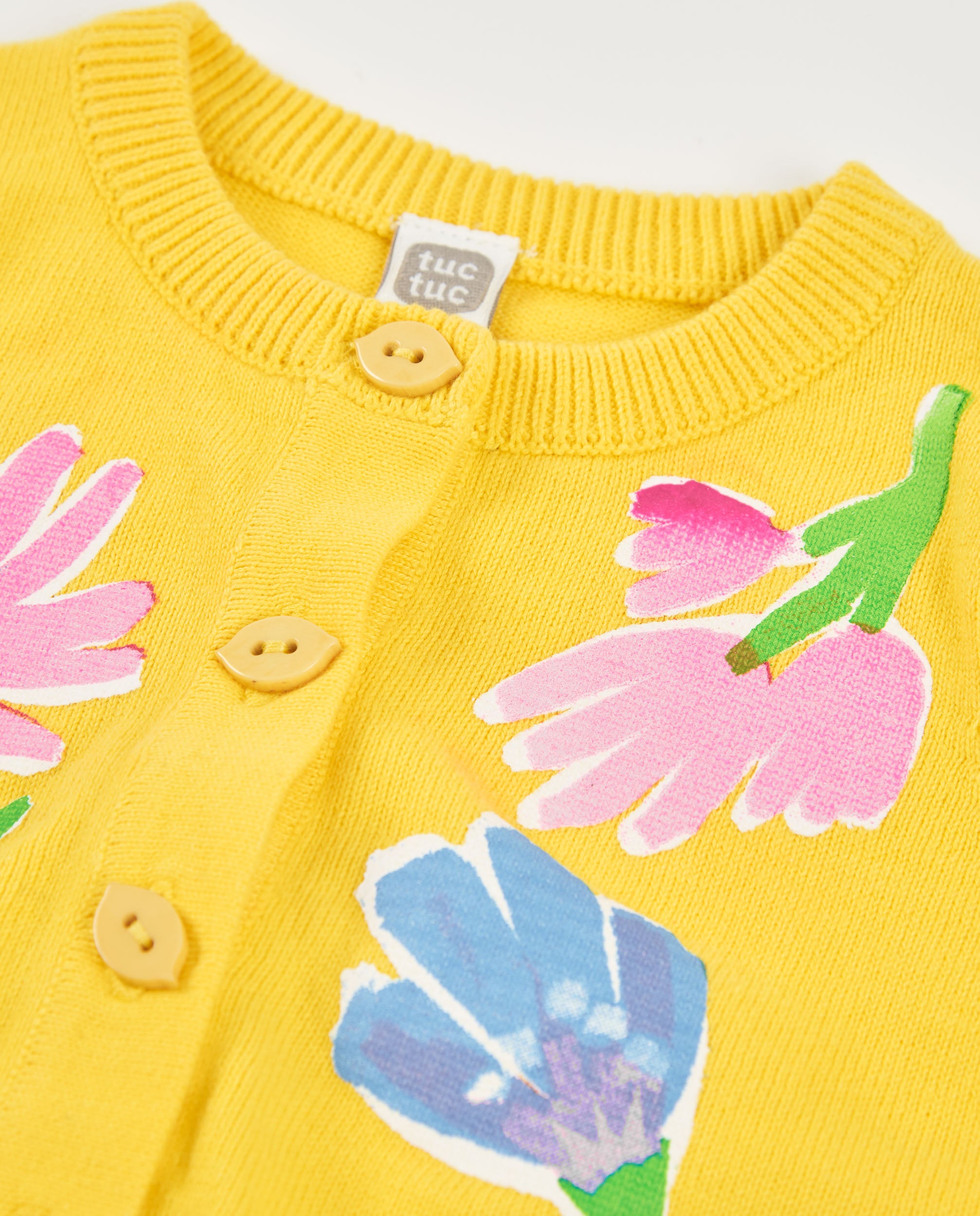 Tuc Tuc cardigan bambina giallo fiori bottoni
