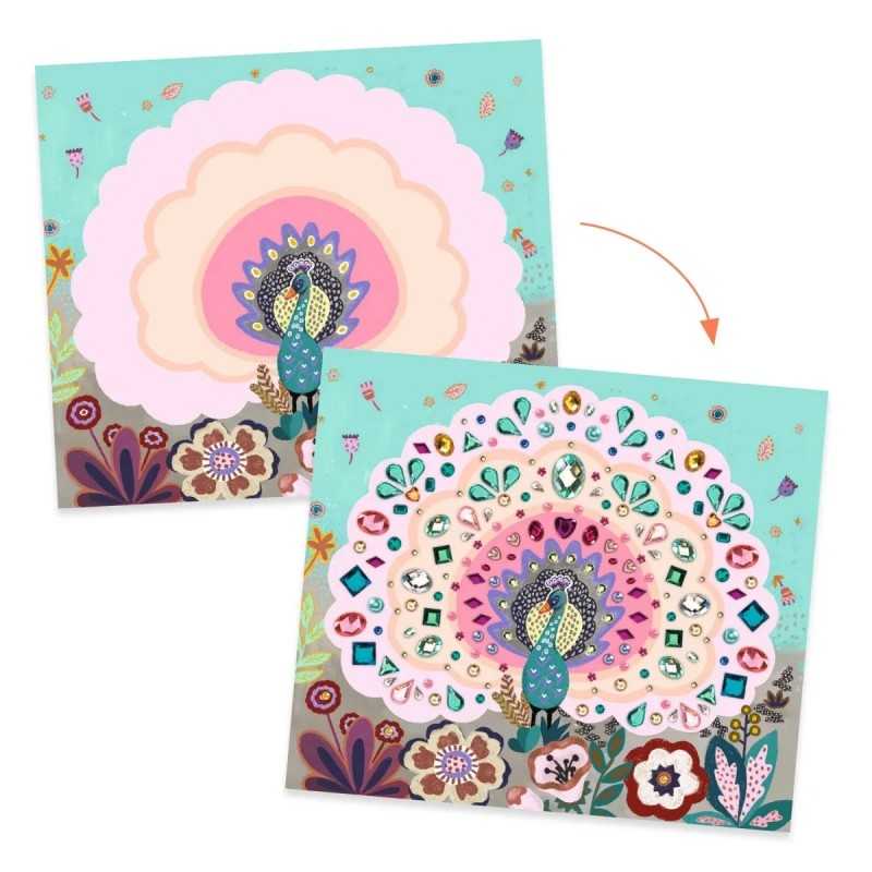 Djeco Wild Beauty kit mosaico gemme 4 quadri dai 5 anni