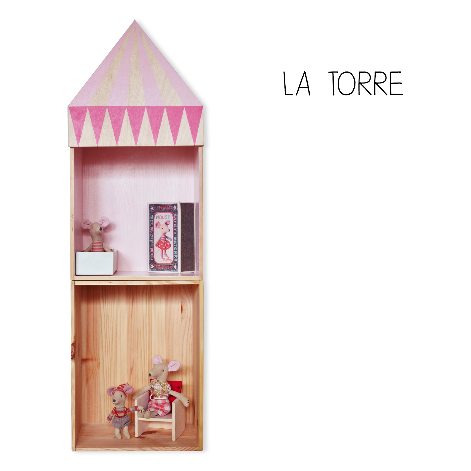Baboo La Torre Libreria bambini pino 2 box