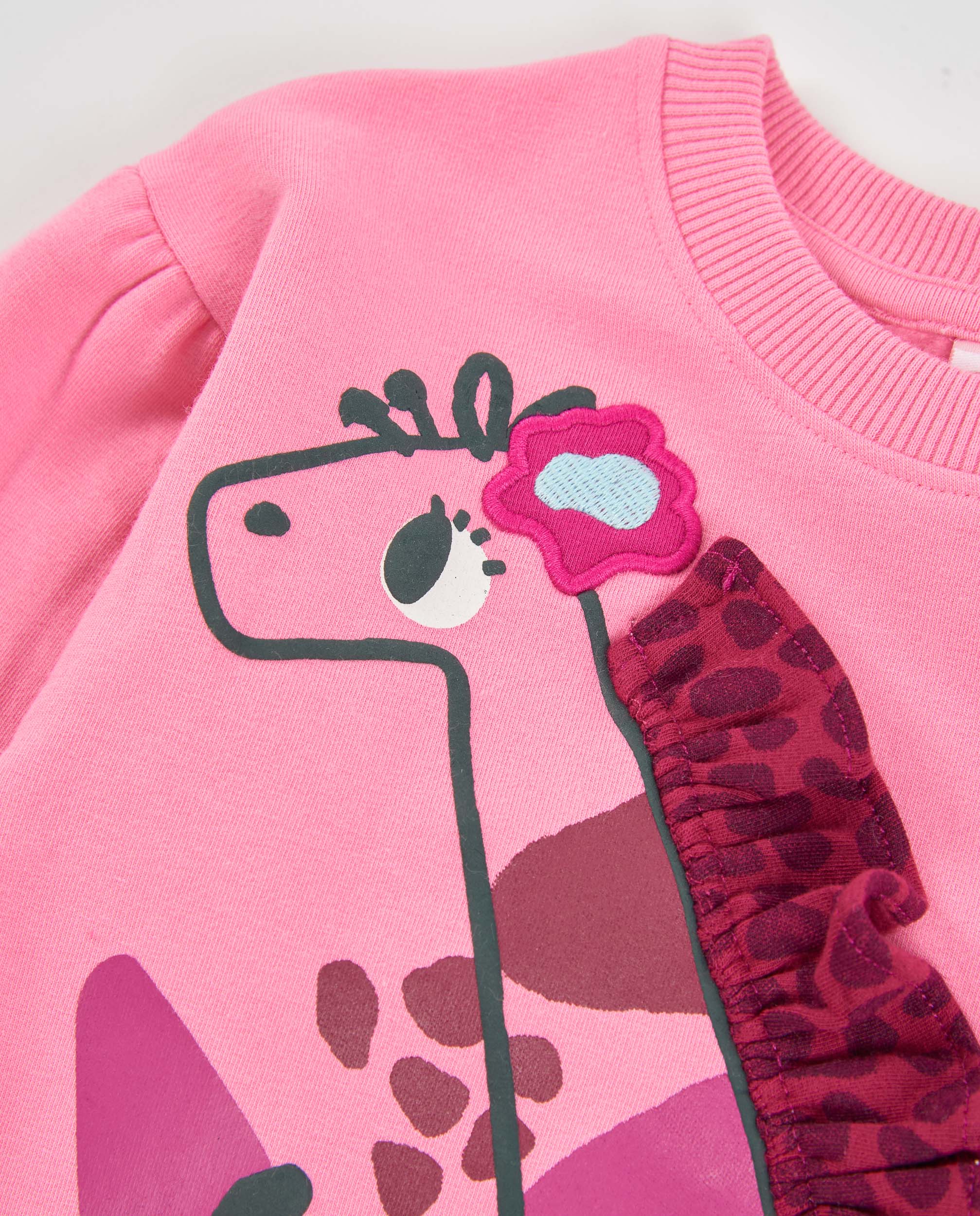 Tuc tuc felpa pile bambina rosa stampa giraffa