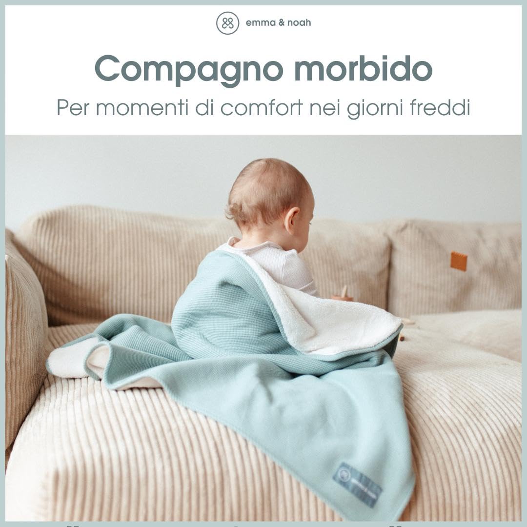 emma & noah Essential coperta neonato 95x75 Mint cotone bio