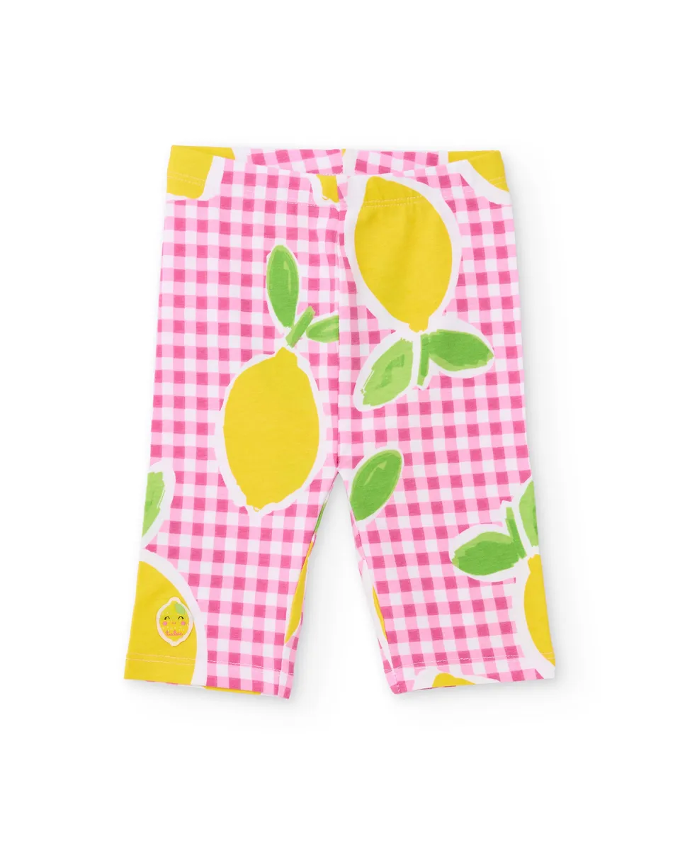 Tuc Tuc leggings bambina rosa limoni vichy jersey