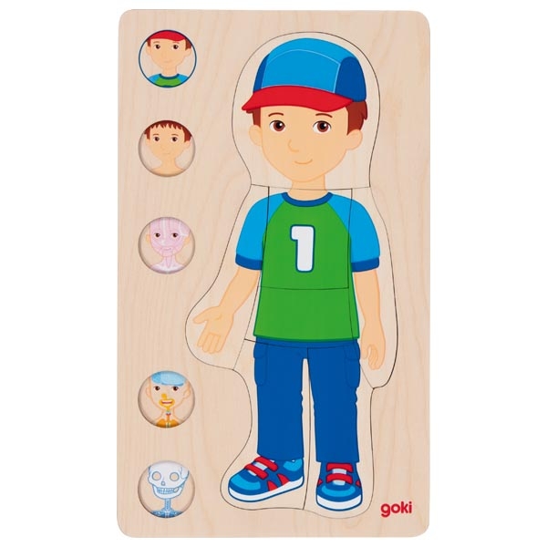 Goki Corpo Umano puzzle legno 5 strati bambino