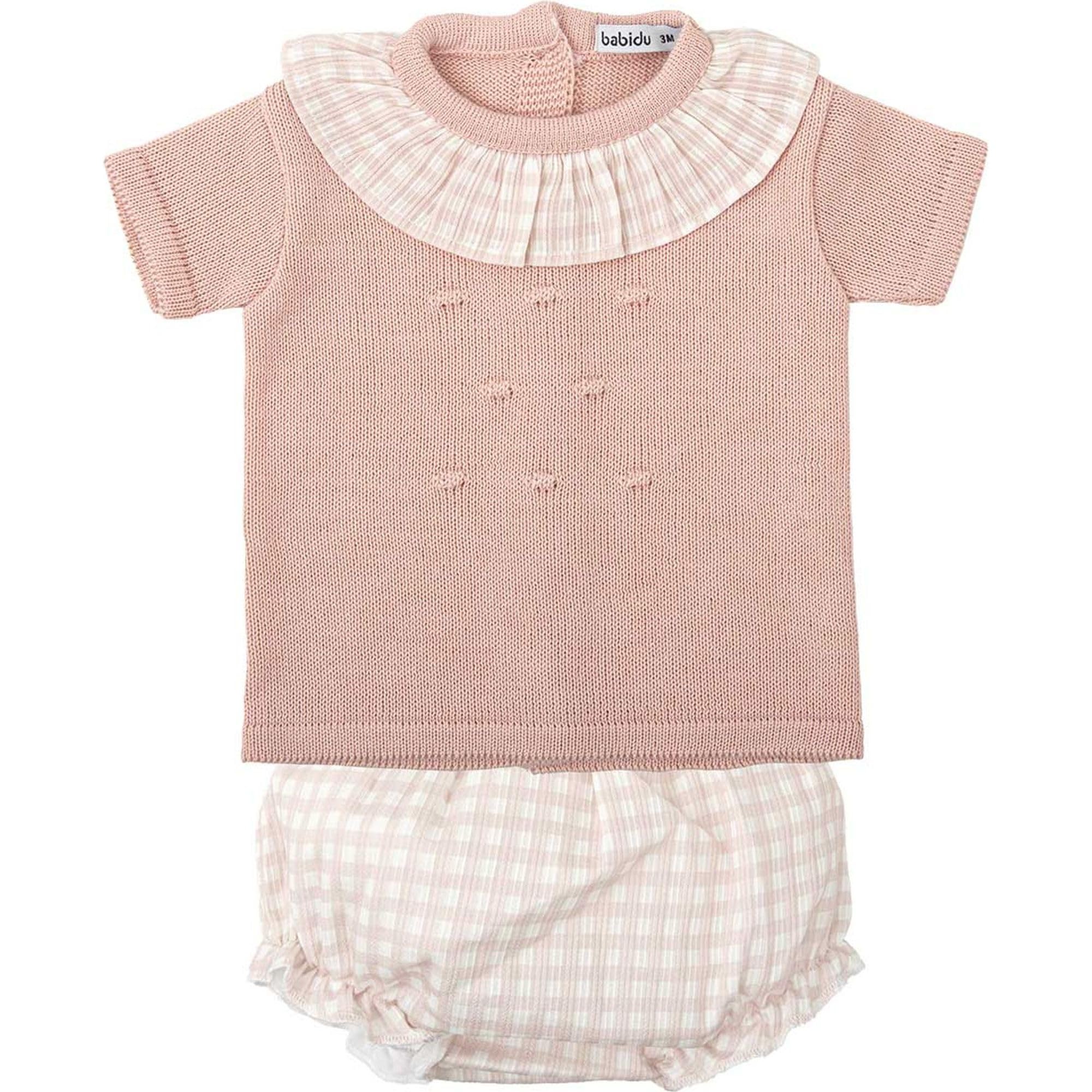 Babidu Set Neonata Pagliaccetto Traforato Cotone Rosa