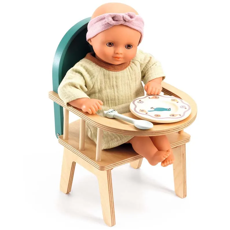 Djeco Pomea Seggiolone per bambole in legno 30-36 cm