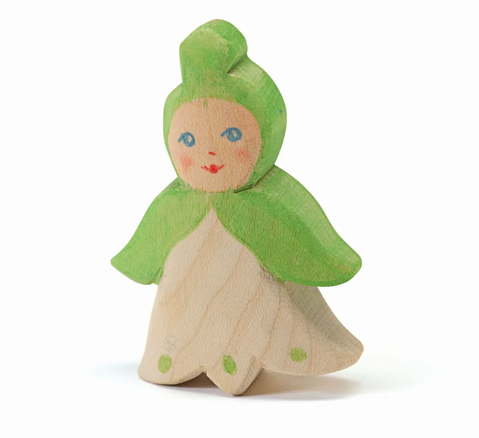 Ostheimer Fata Fiori bucaneve figura legno 7 cm dipinta mano