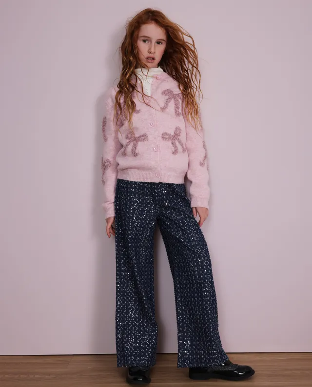 Tuc Tuc jeans bambina palazzo blu paillettes