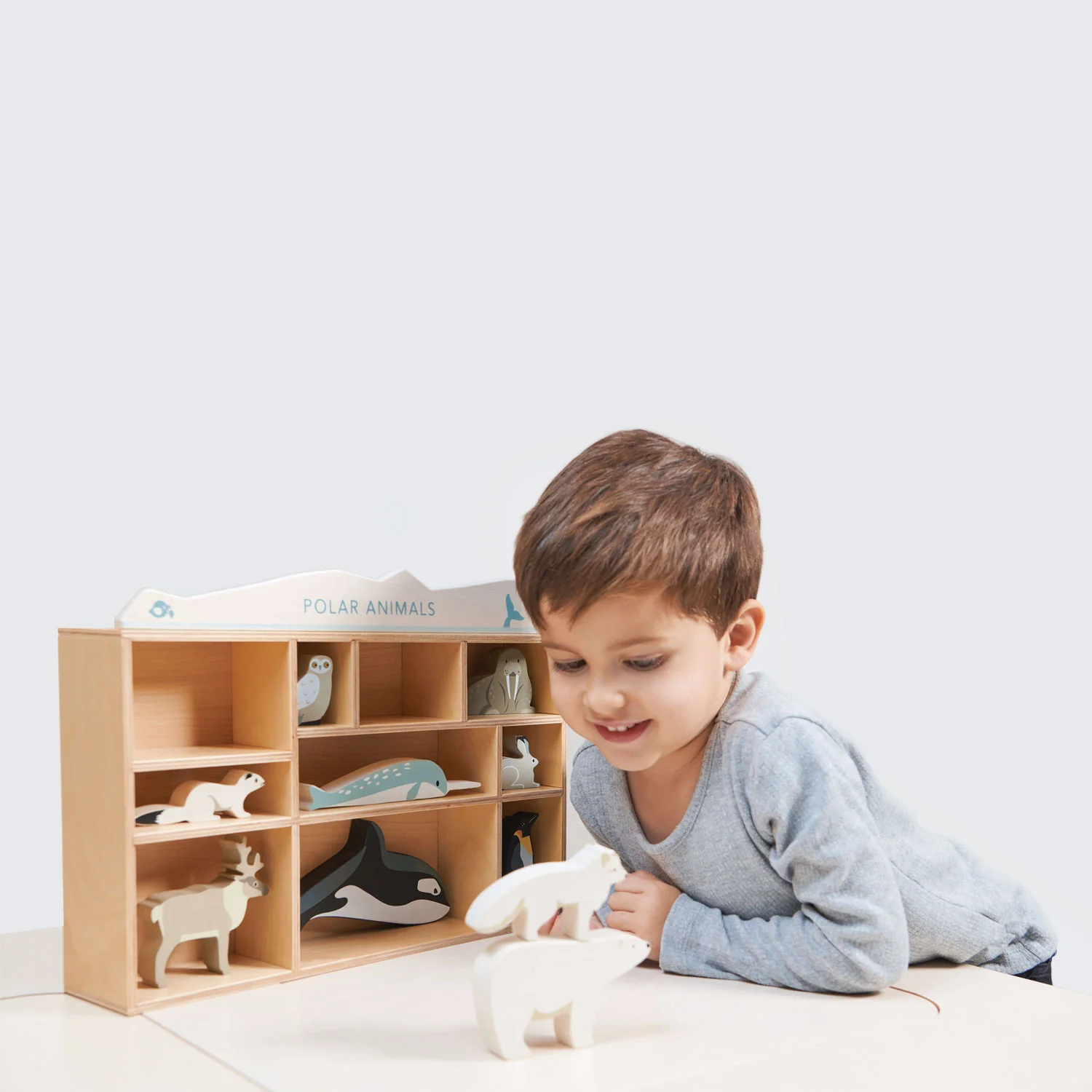 Tender Leaf set 10 animali polo legno con teca