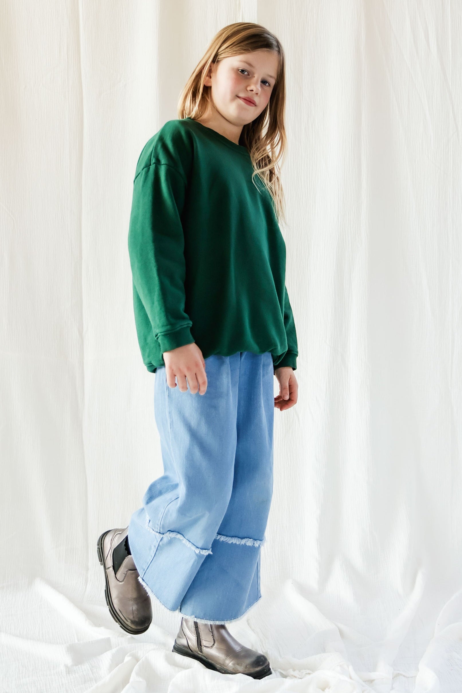 Ella and Rapha Club Love felpa verde bambina oversize