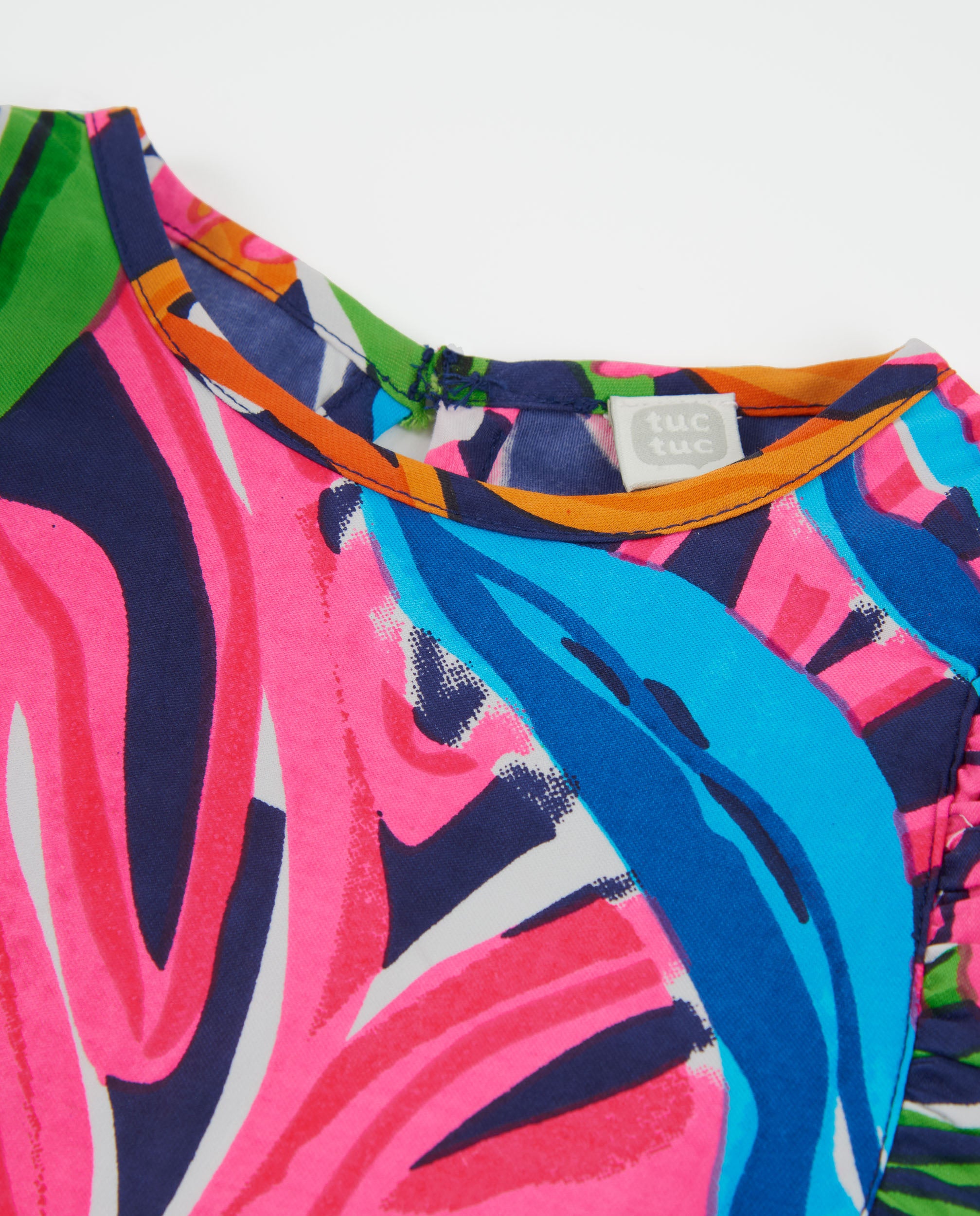Tuc Tuc camicia bambina blu stampa mare volant