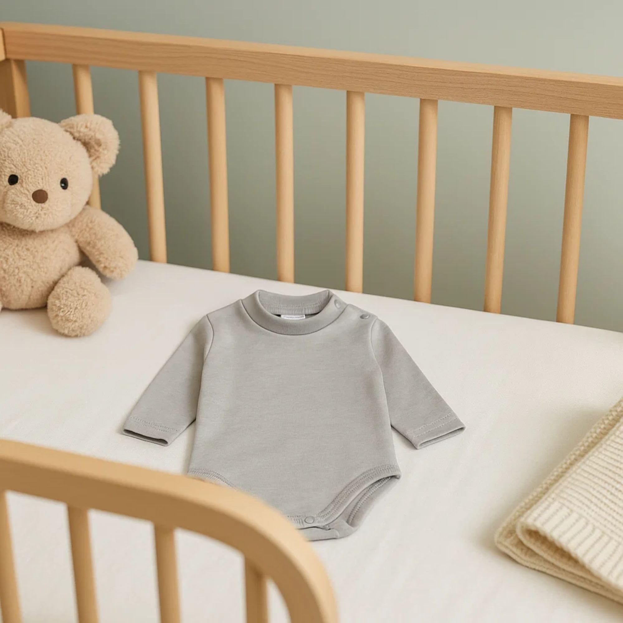 Babidu 1177 body neonato manica lunga grigio cotone