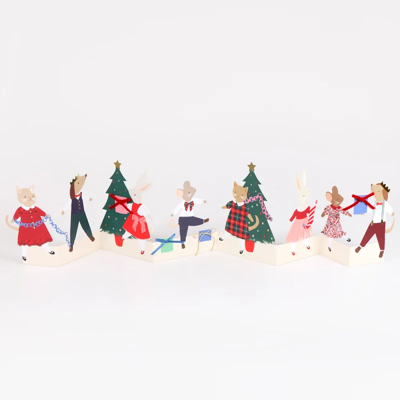 Meri Meri Animal Friends Biglietto Natale a Fisarmonica con Busta