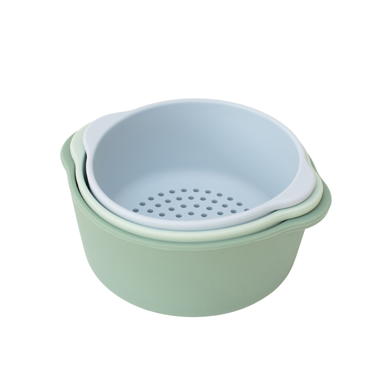Inspire My Play Tre Ciotole Impilabili Silicone Verde-Blu 3 pz