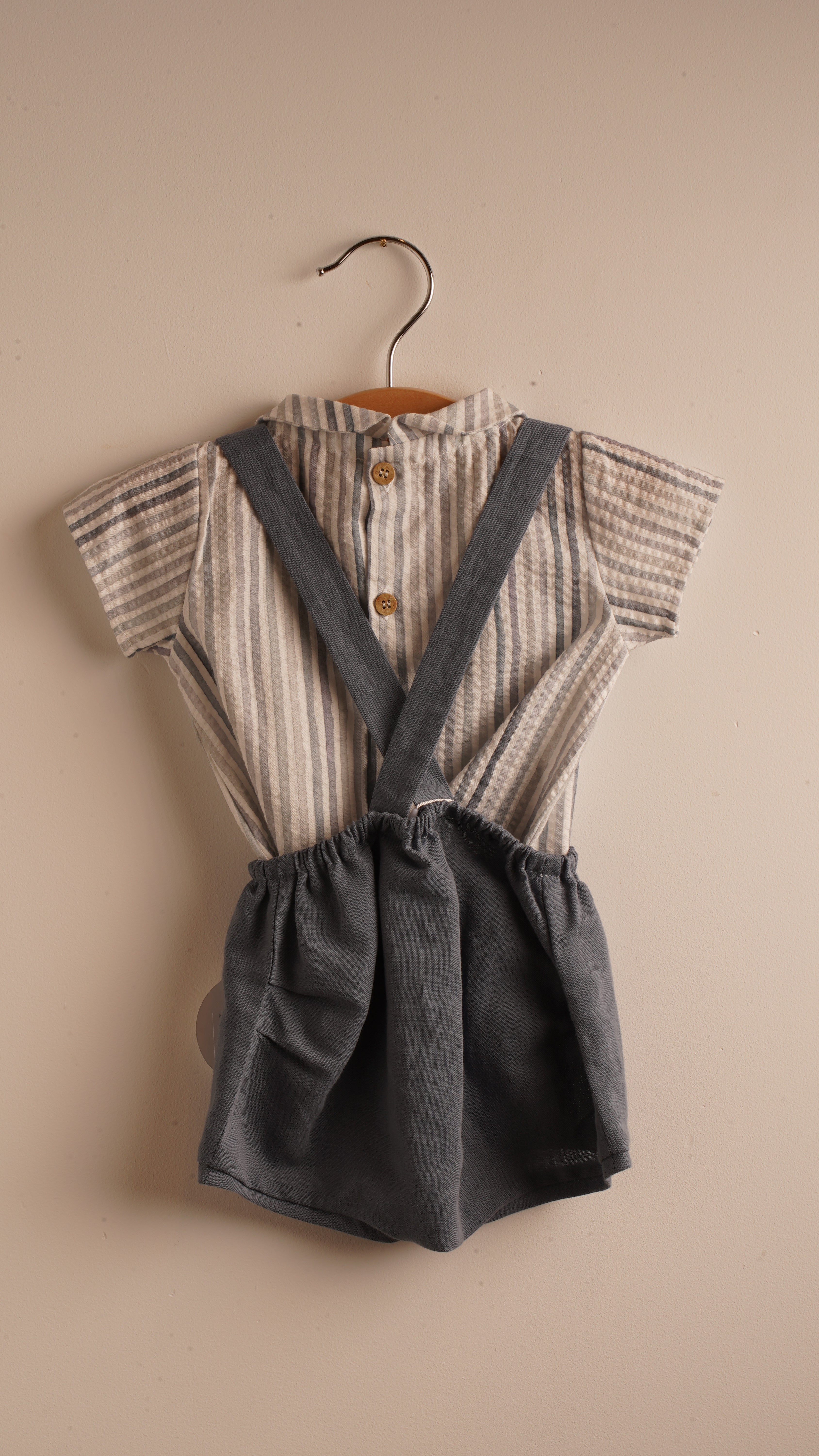 Mebi salopette neonato azzurra in cotone