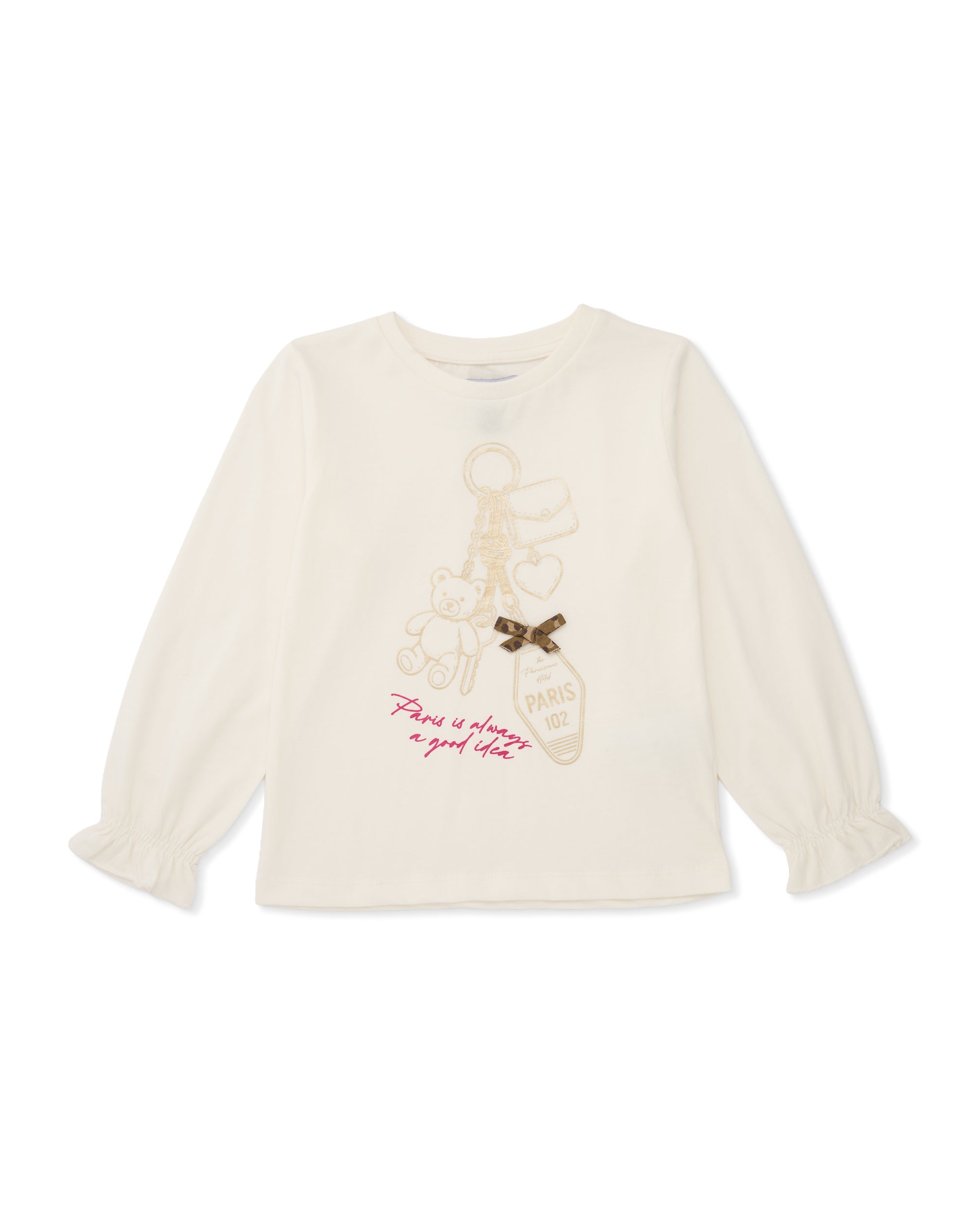Tuc Tuc Hotel Paris maglia bambina manica lunga ecru fiocco