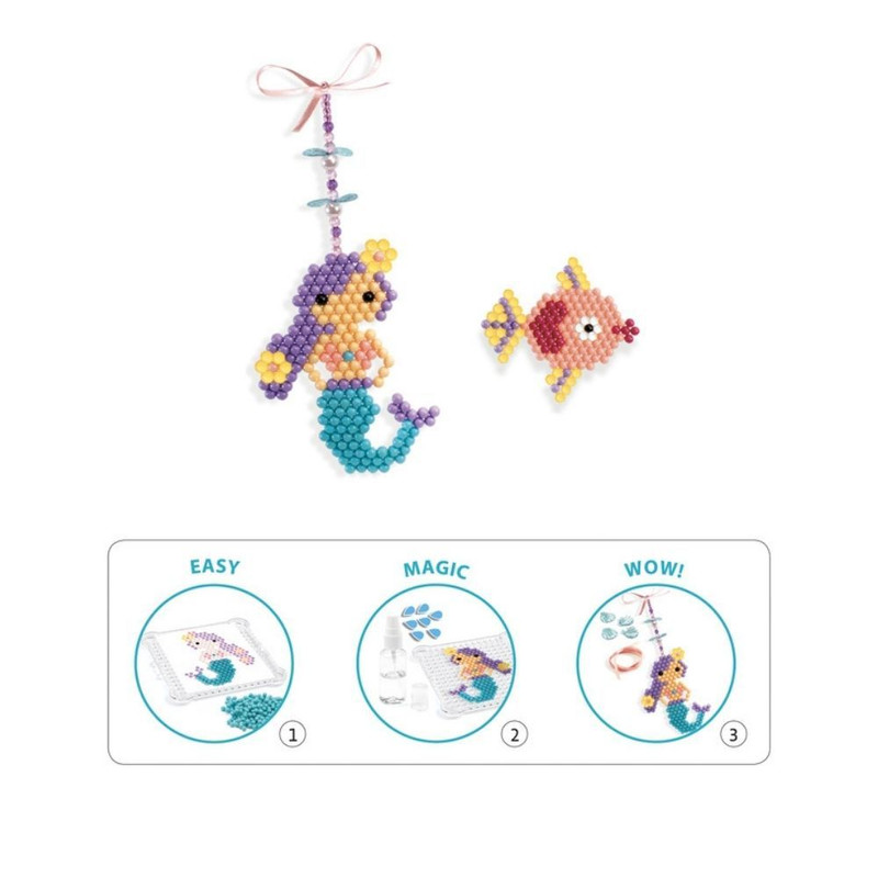 Djeco Sea Charm kit perline acqua 3 ciondoli sirena