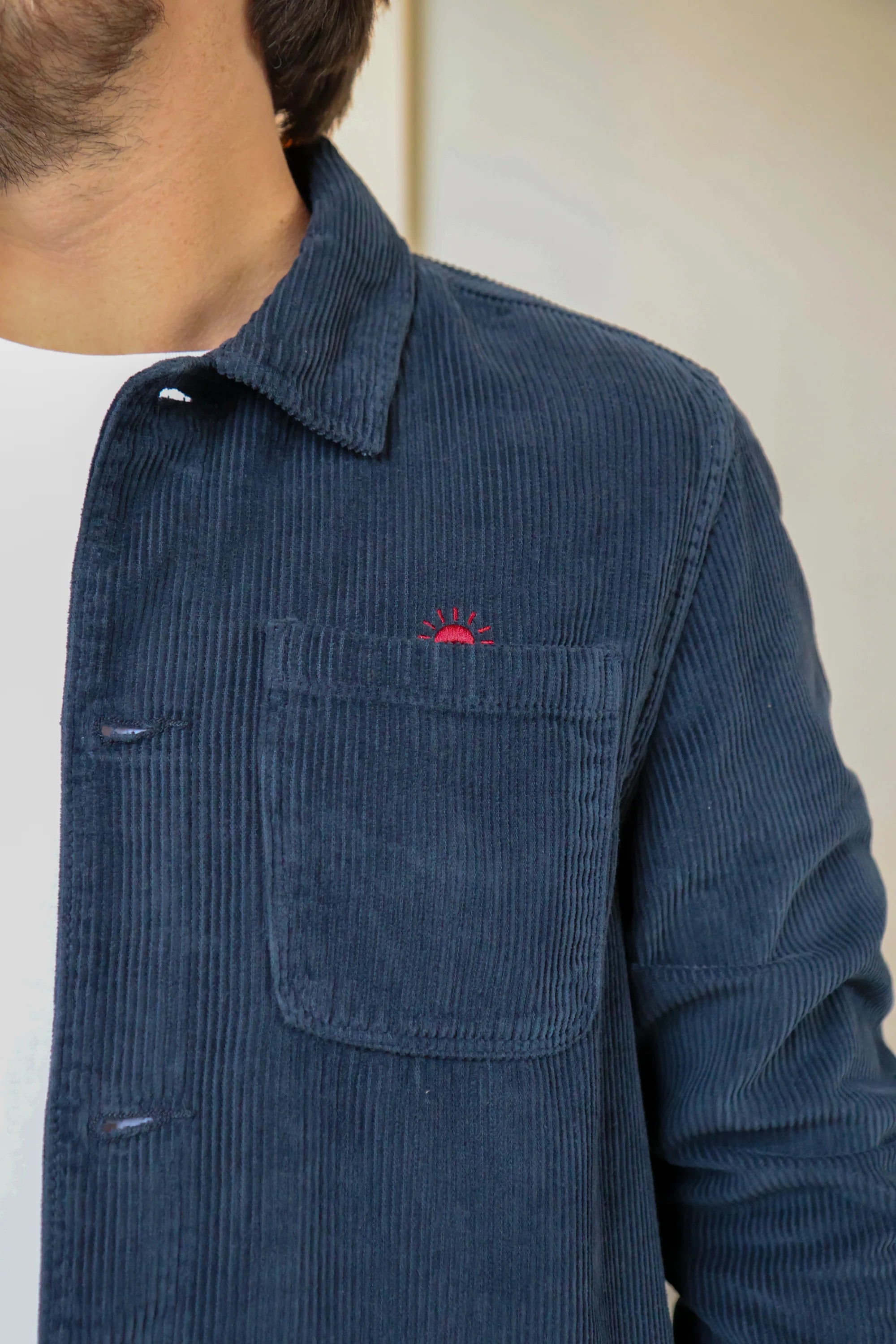 Ella and Rapha SUNRISE camicia uomo blu in velluto