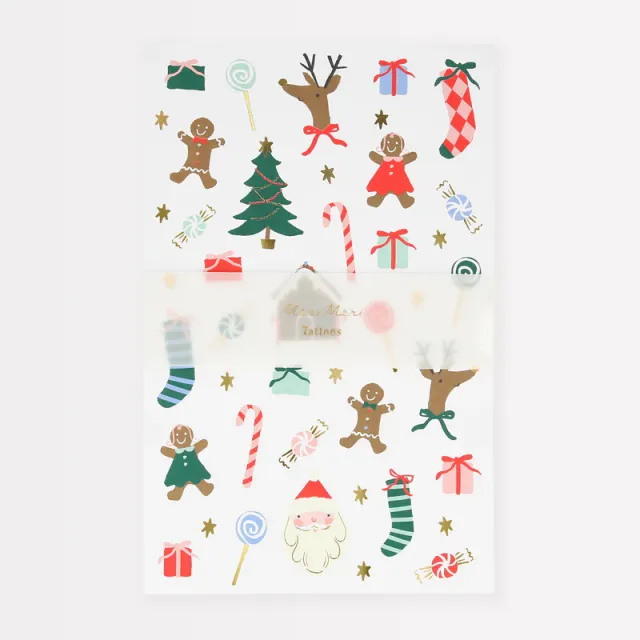 Meri Meri Natale Jolly tatuaggi temporanei 2 fogli oro