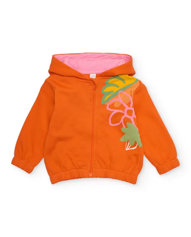 Tuc tuc felpa bambina arancione con zip fiori