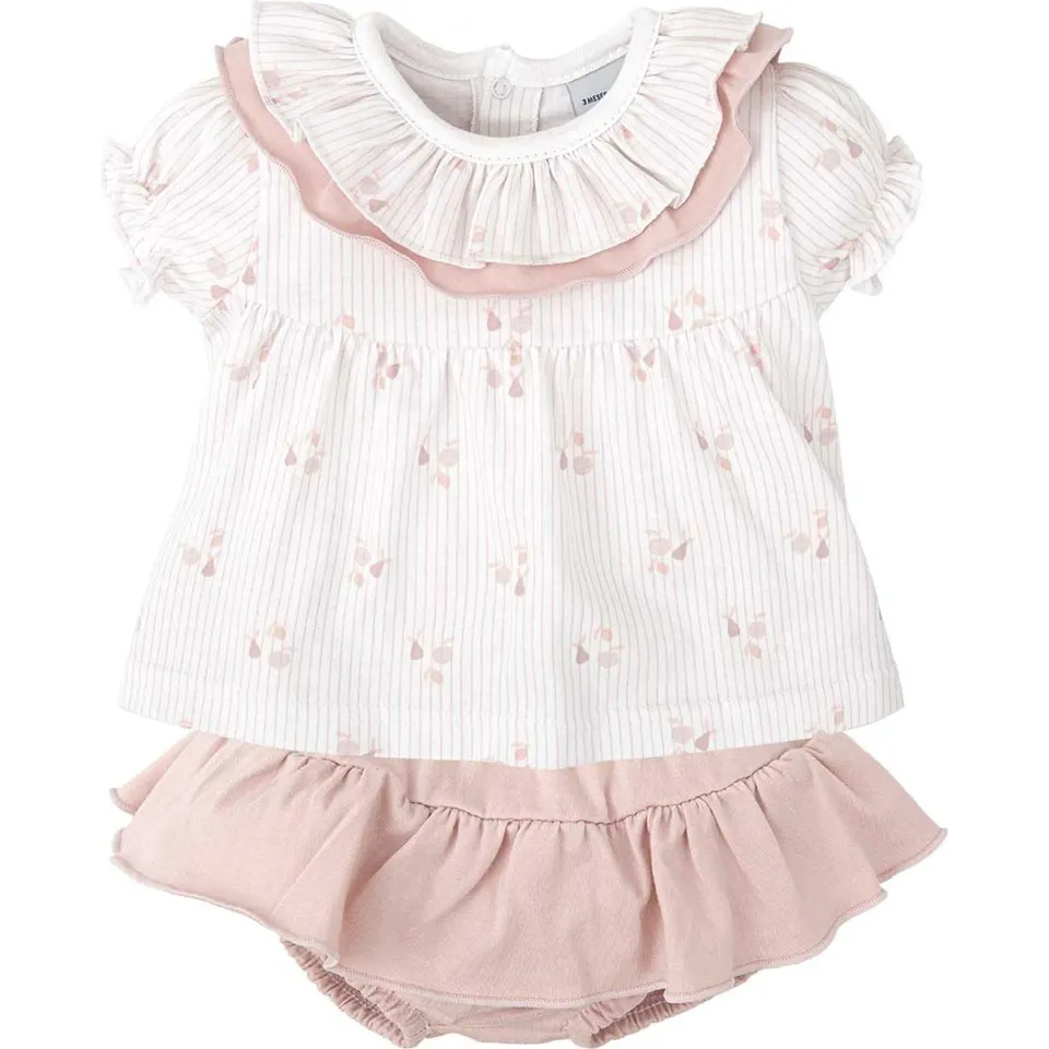 Babidu completo neonata 24 mesi rosa floreale cotone