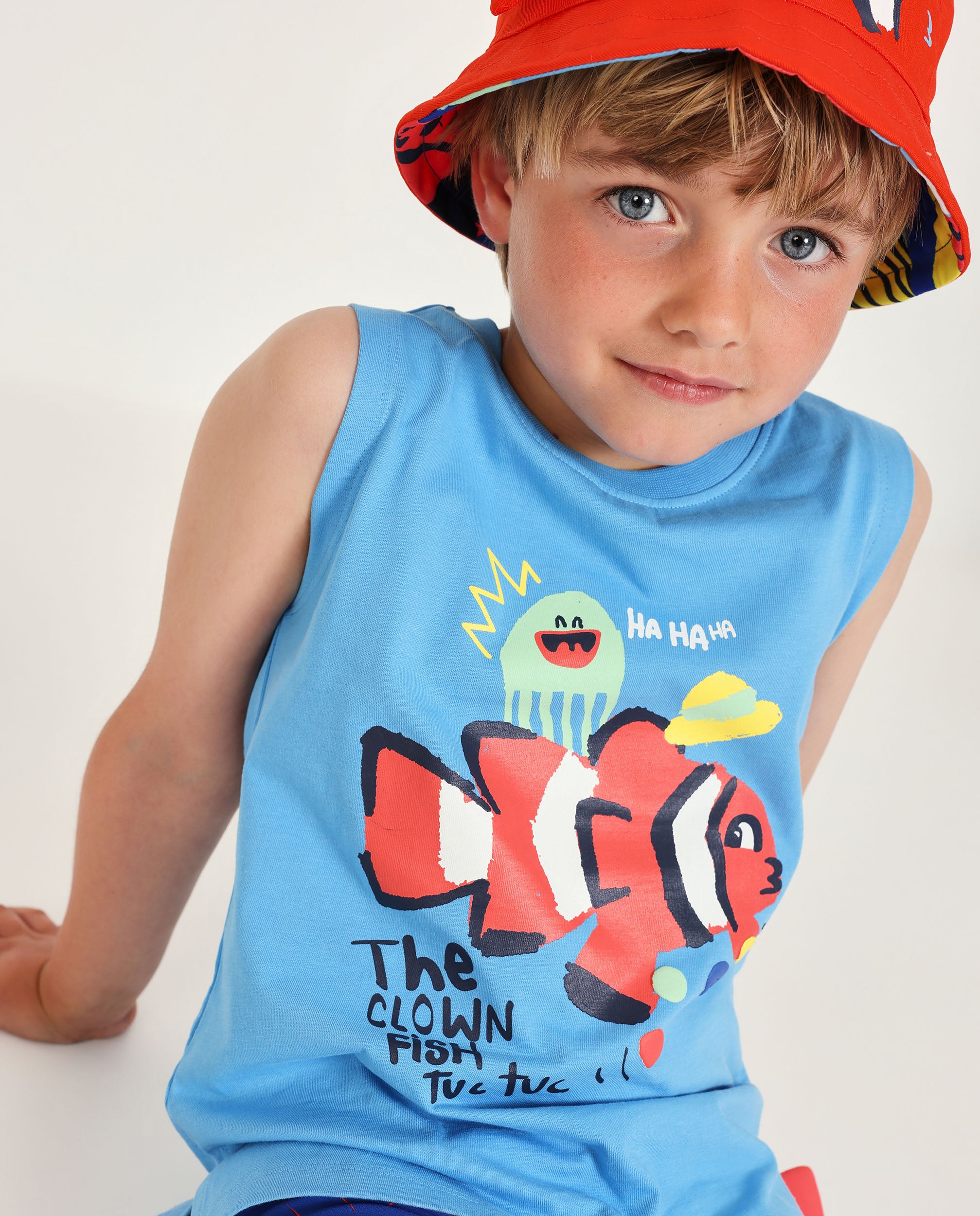 Tuc tuc canotta bambino blu pesce pagliaccio