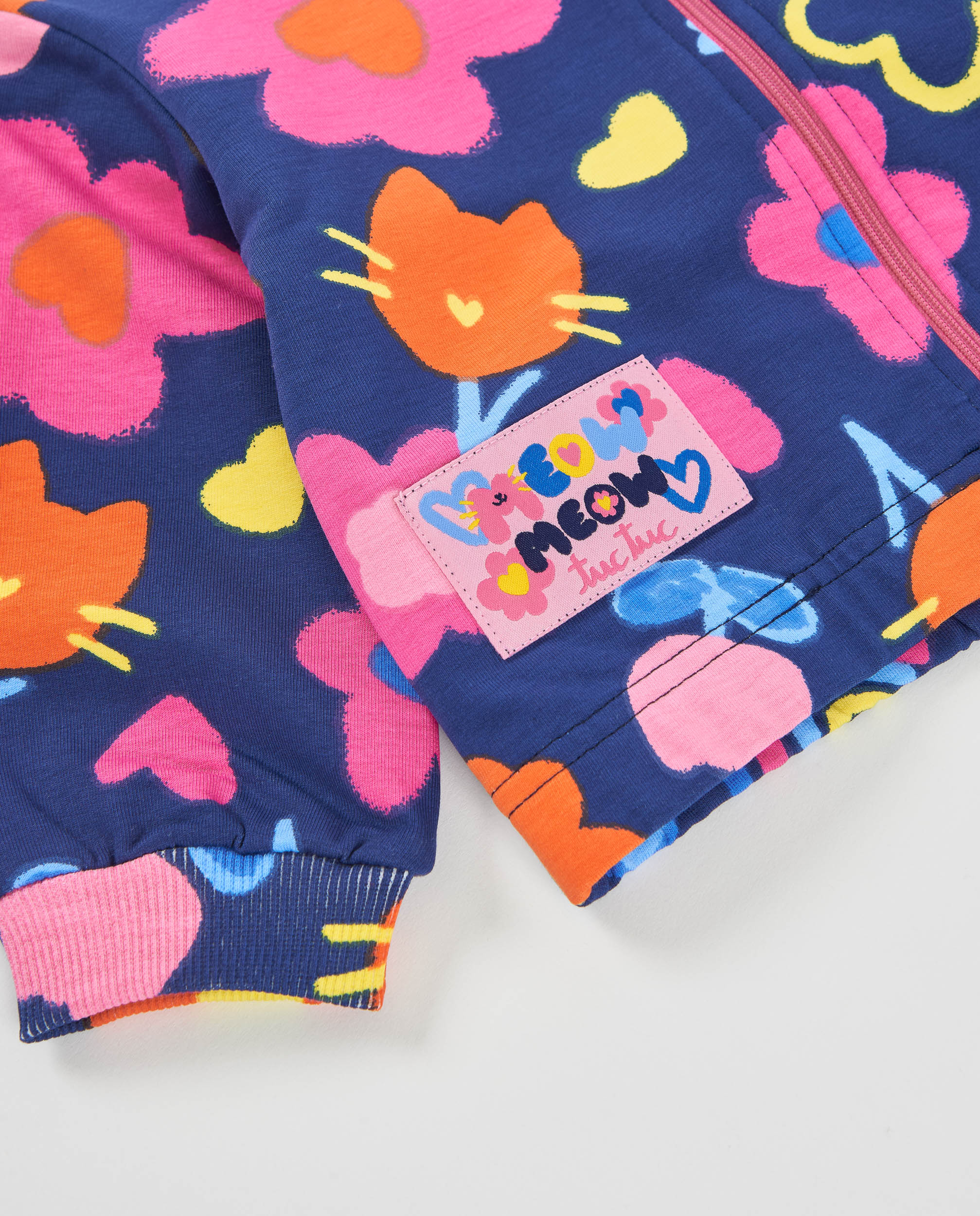Tuc tuc Meow Meow giacca pile bimba blu fiori