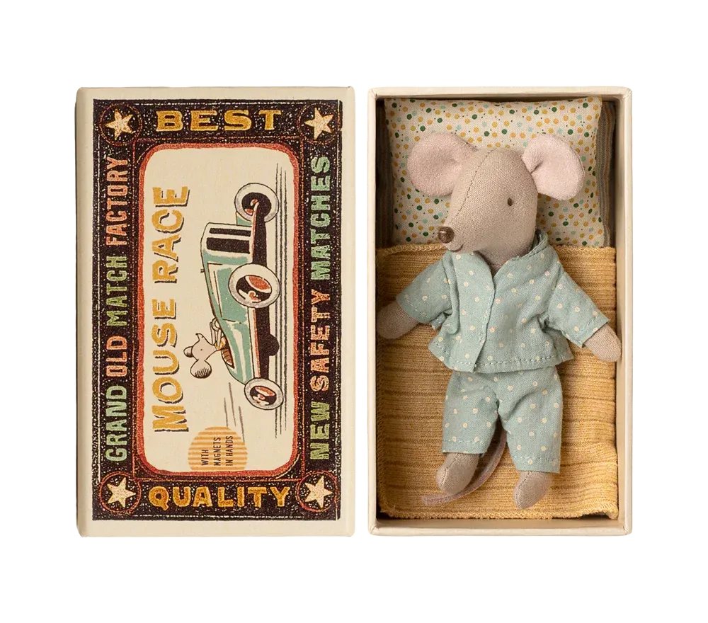 Maileg Little Brother topolino pupazzo pigiama in box cotone