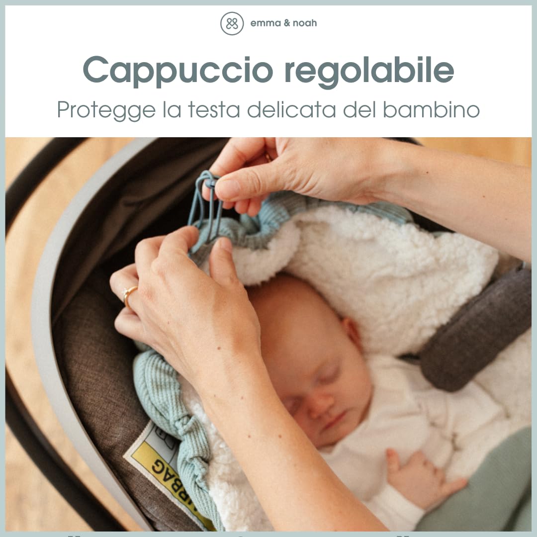 emma & noah Coperta ovetto con piedini Essential Mint trapuntata