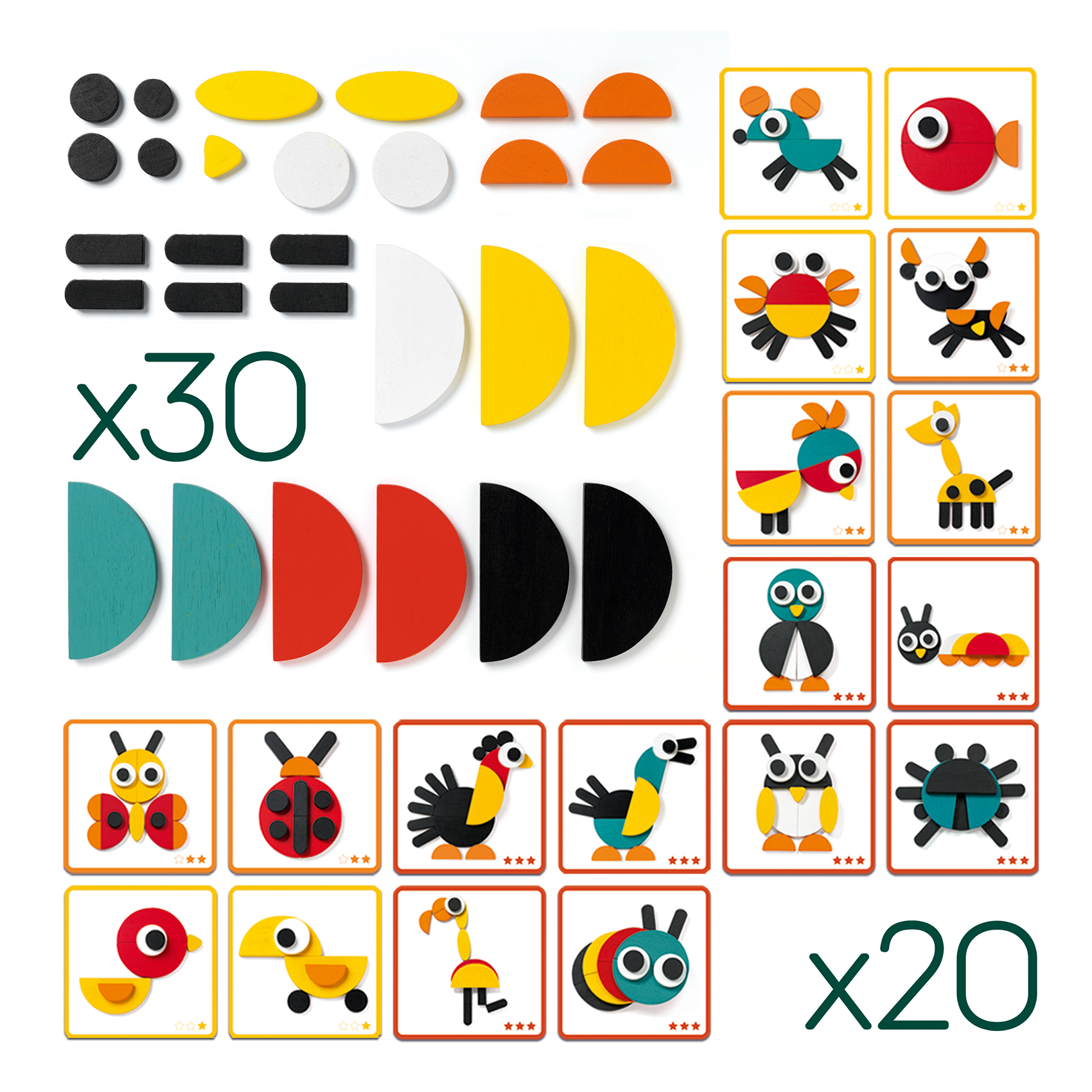 Djeco Ze Geoanimo Blocks gioco forme legno 29 pezzi