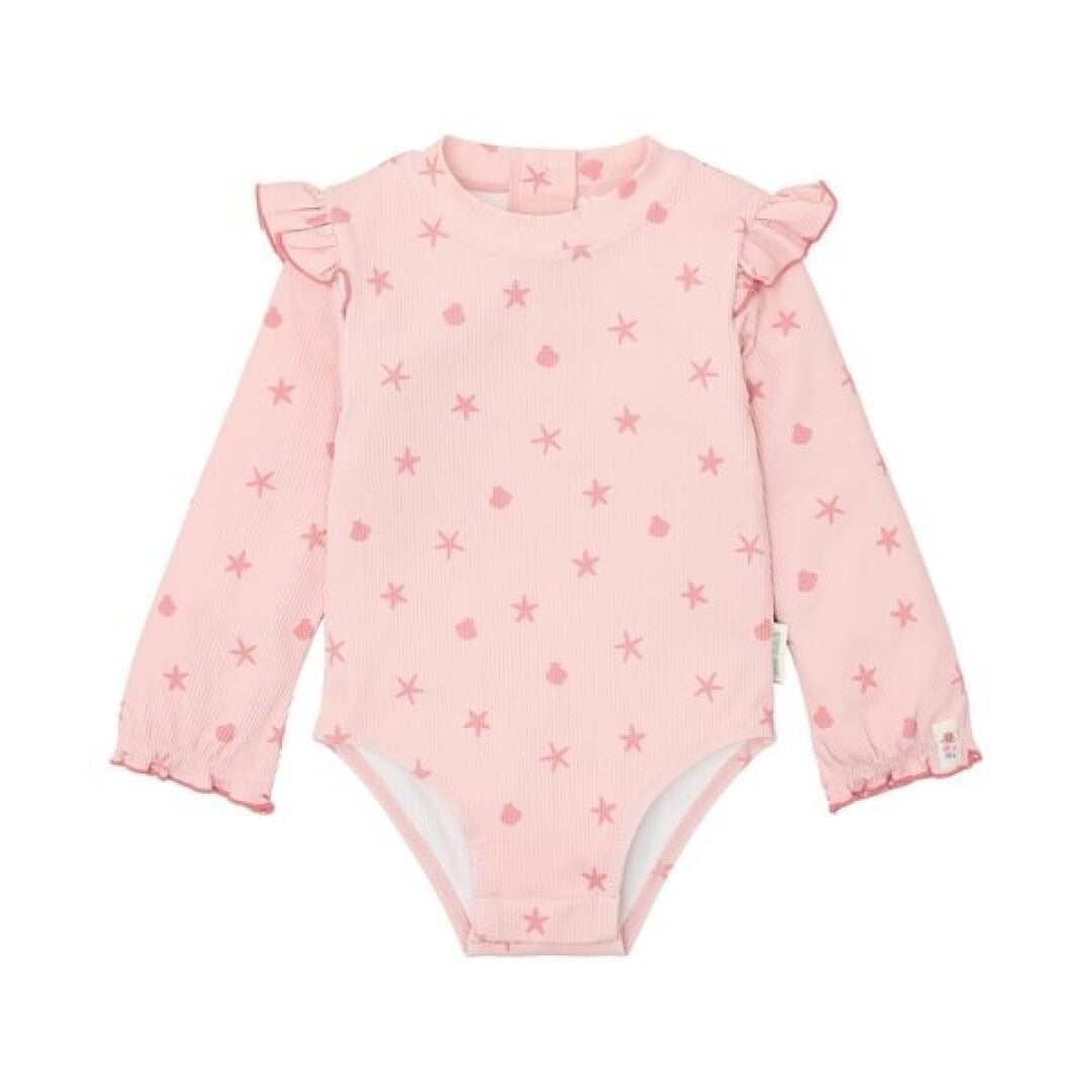 Little Dutch costume bimba maniche lunghe rosa conchiglie UPF40+