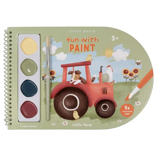Little Dutch Little Farm libro acquerello 30 pagine + pennello