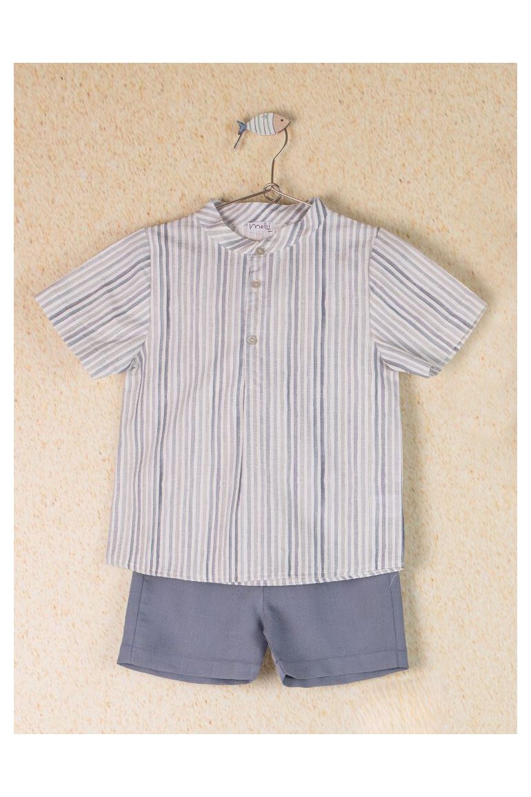 Mebi Bermuda Bambino Lino Cotone Blu vestibilità comoda