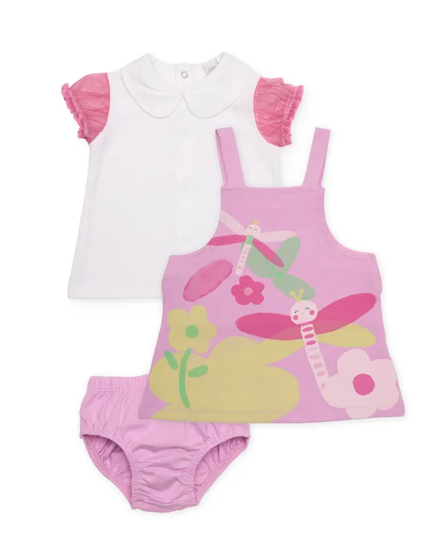 Tuc Tuc completo neonata rosa set 3 pezzi libellula floreale