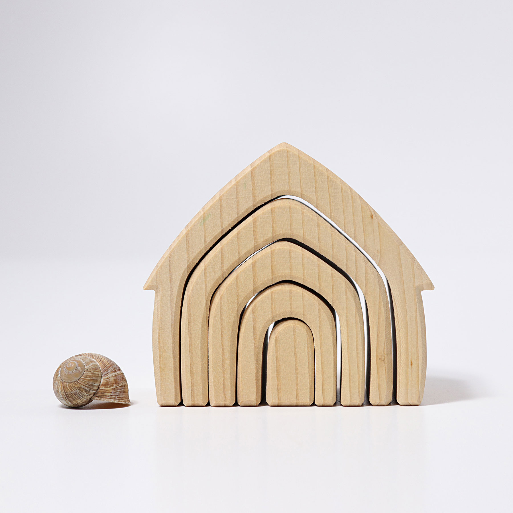 Grimm's casa impilabile legno naturale 5 pezzi 13 cm