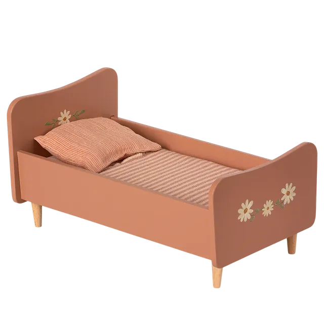 Maileg Lettino Bambole Legno Rosa con Biancheria