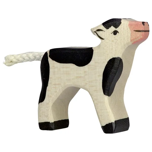 Holztiger Vitellino pezzato figura in legno dipinta a mano