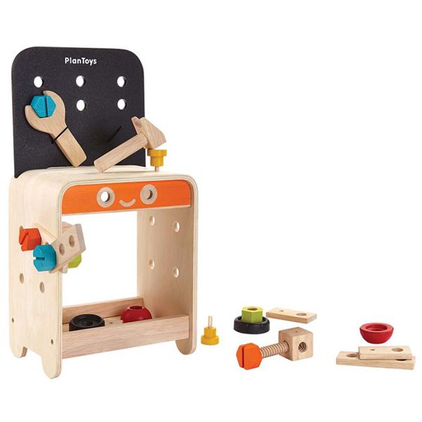PlanToys Set attrezzi banco lavoro legno 22 pezzi