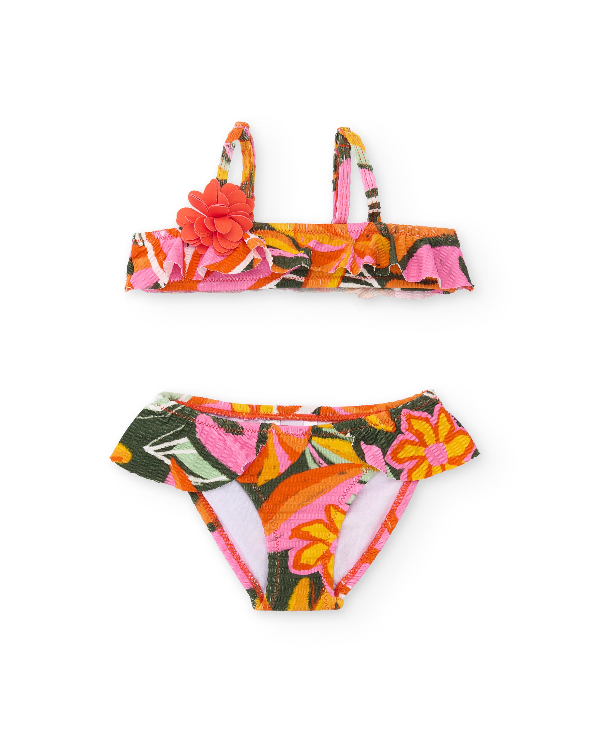 Tuc Tuc bikini bambina arancione fiore 3D