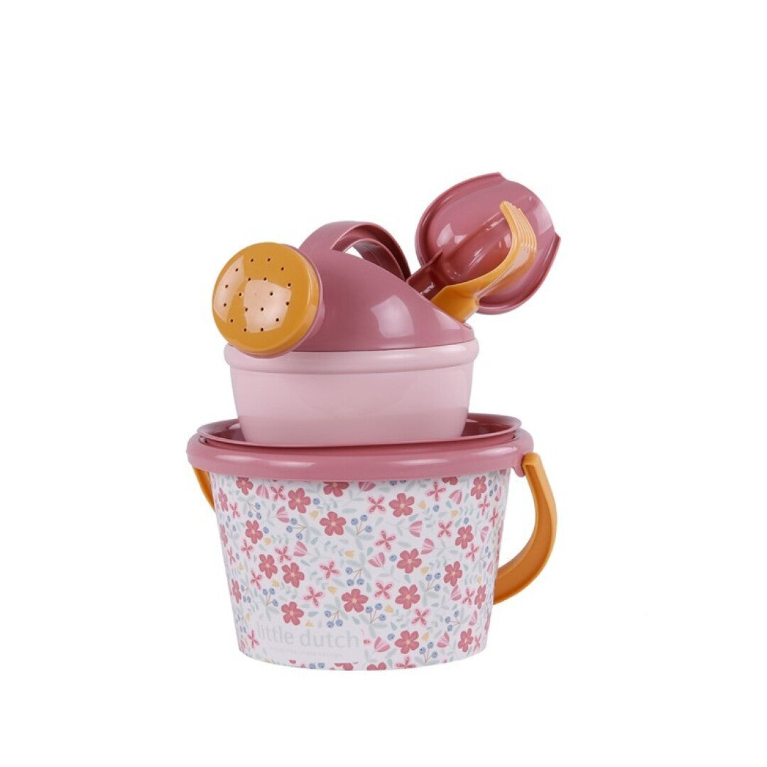 Little Dutch set giochi spiaggia rosa fiori 5 pezzi secchiello